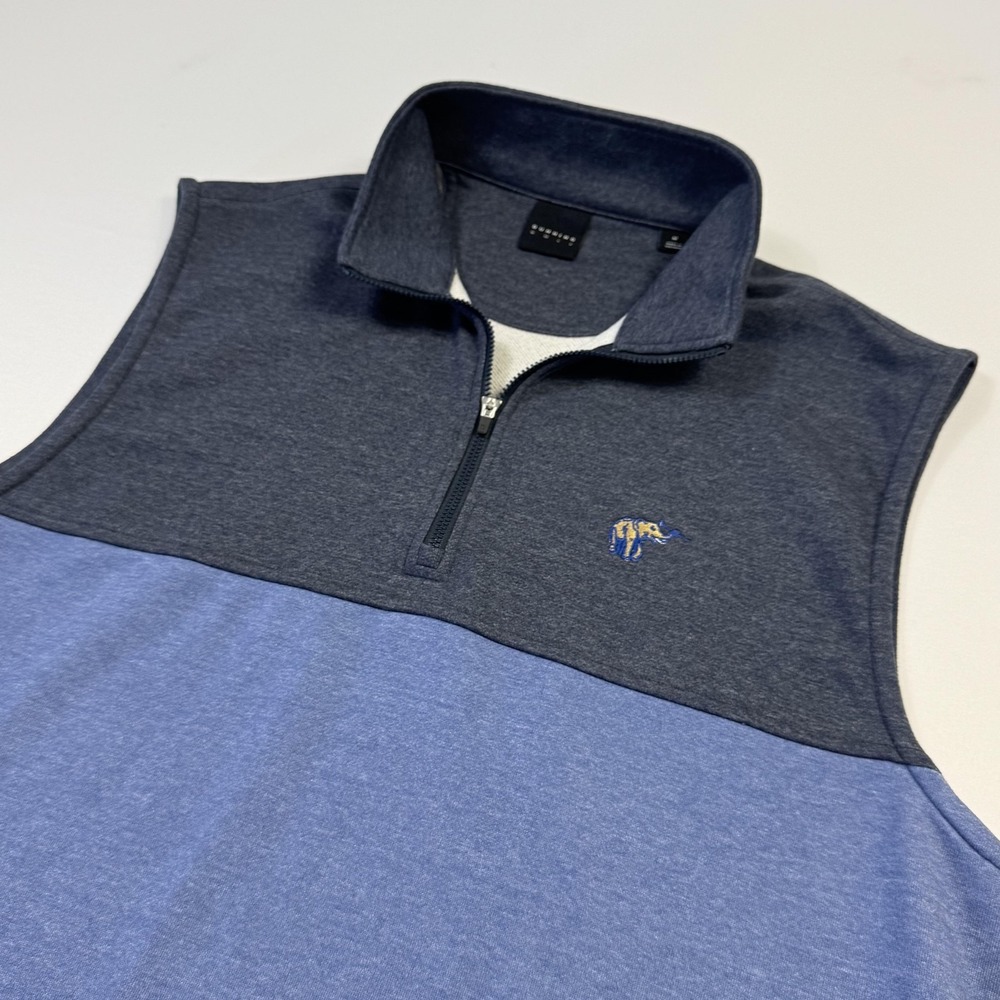 Dunning Sweater Vest Mens Medium Blue 1/4 Zip Mock Neck Golf‎ Pullover Knit